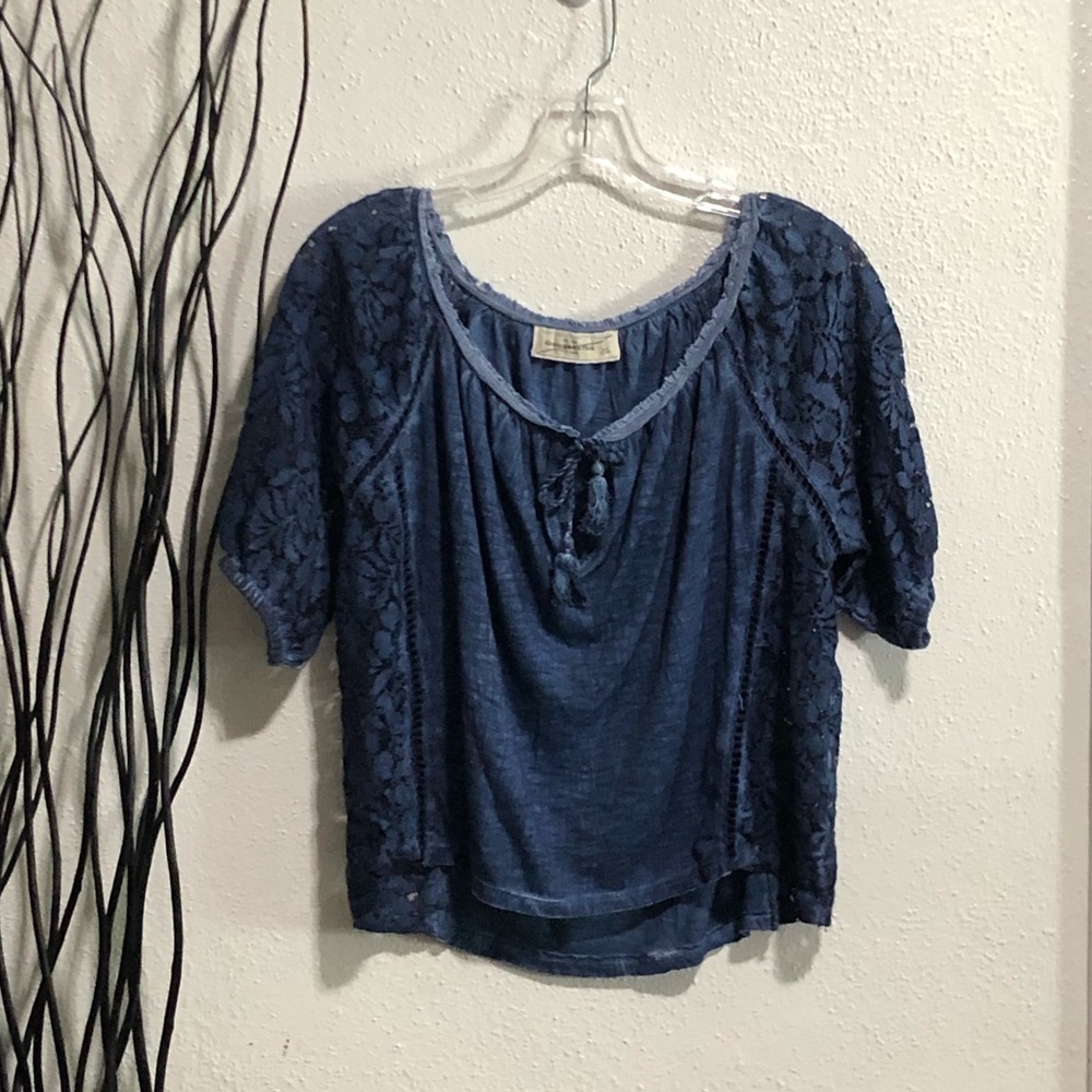 Abercrombie & Fitch Blue Lace Sides Top Size M